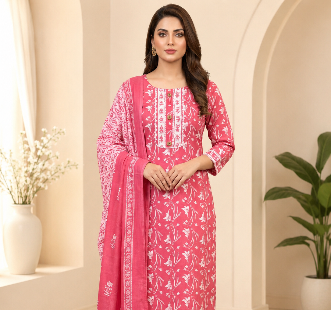 AC Cotton Pink Suit